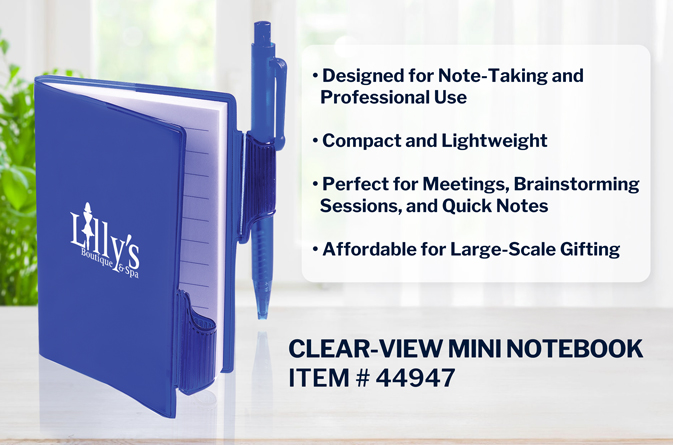 Branded Notebooks: Clear View Mini Notebook